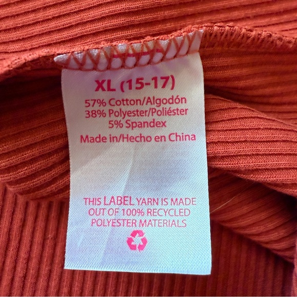 No Boundaries Ribbed Tank Dress Jr Size XL Coral Pink Above Knee Ruffled Trim - Picture 2 of 11